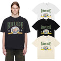 Rhude T-shirts Morocco Seaview Sailing Print Cotton Casual Short Sleeves Men and Women