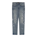 Mid Indigo Manganese Paint EMB Straight Jeans