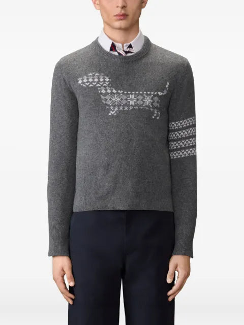 Thom Browne merino wool holiday Hector 4-Bar pullover
