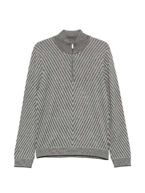 Emporio Armani chevron-knit half-zip pullover