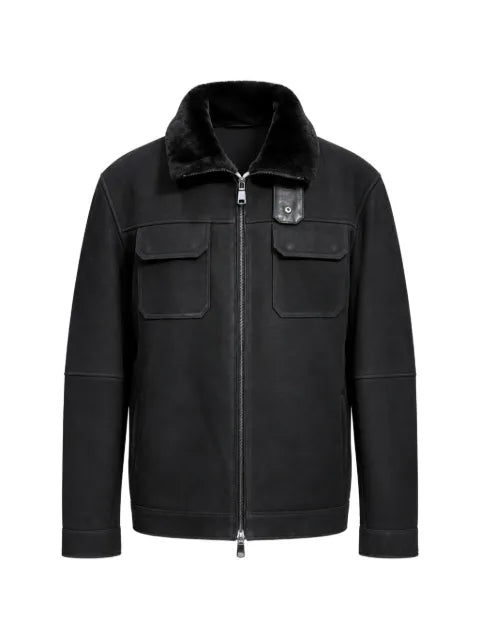 Poche Paris shearling-collar pocket-detail jacket
