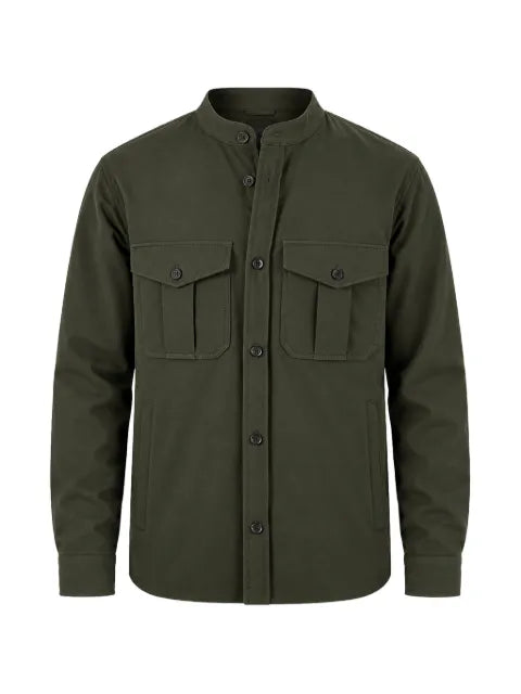 Emporio Armani band-collar pocket-detail shirt jacket