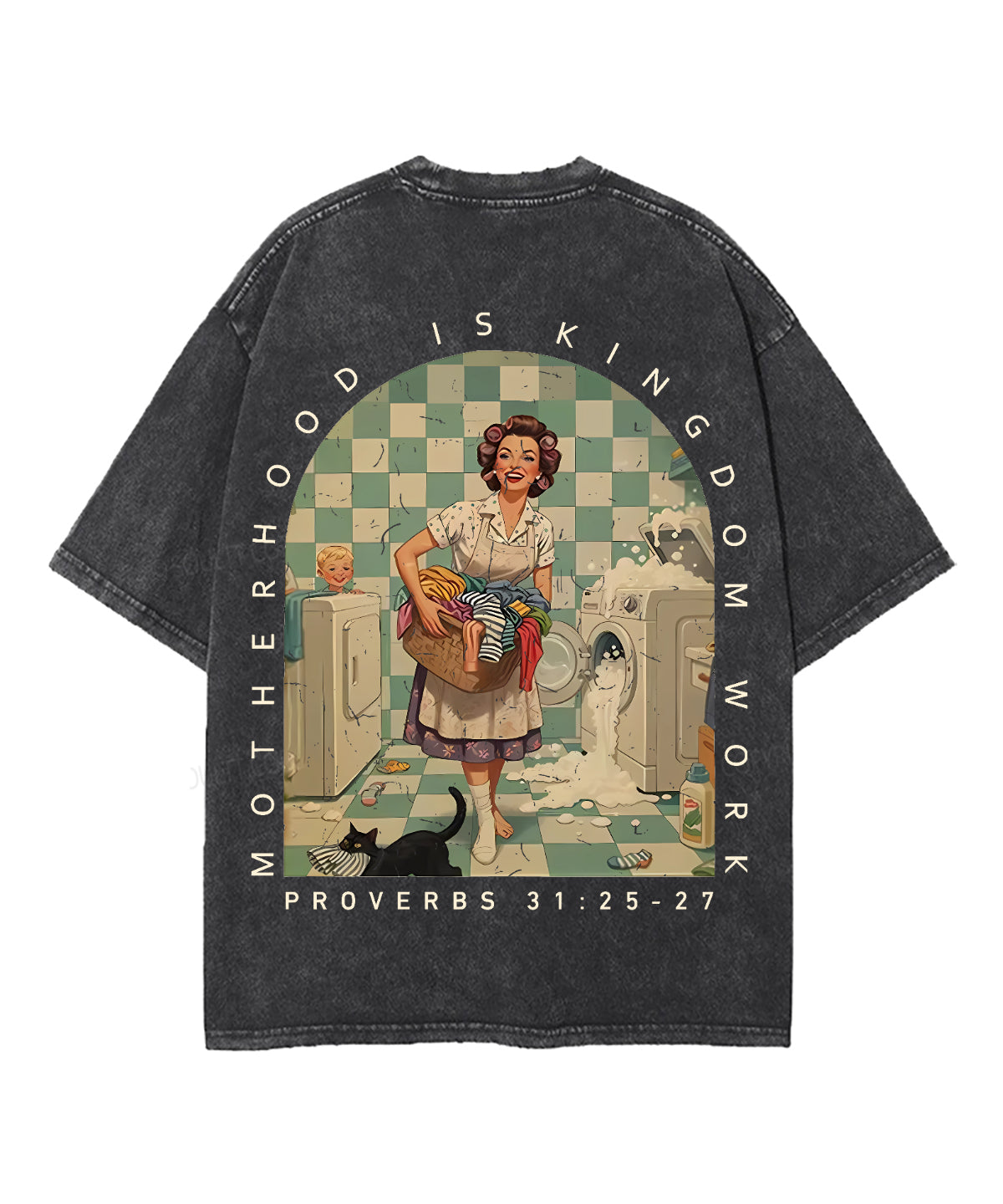 Motherhood Is Kingdom Work Double Sided Unisex Washed Christian T-shirt