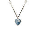GUCCI HEARTS STERLING SILVER BLUE ENAMEL PENDANT NECKLACE