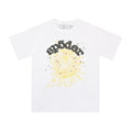 Sp5der Black Logo & Yellow Spider Web Graphic White Short Sleeve T-Shirt