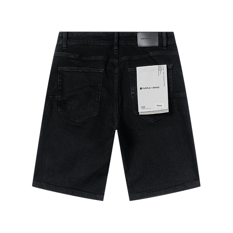 Purple Brand Black Rhinestone Denim Shorts