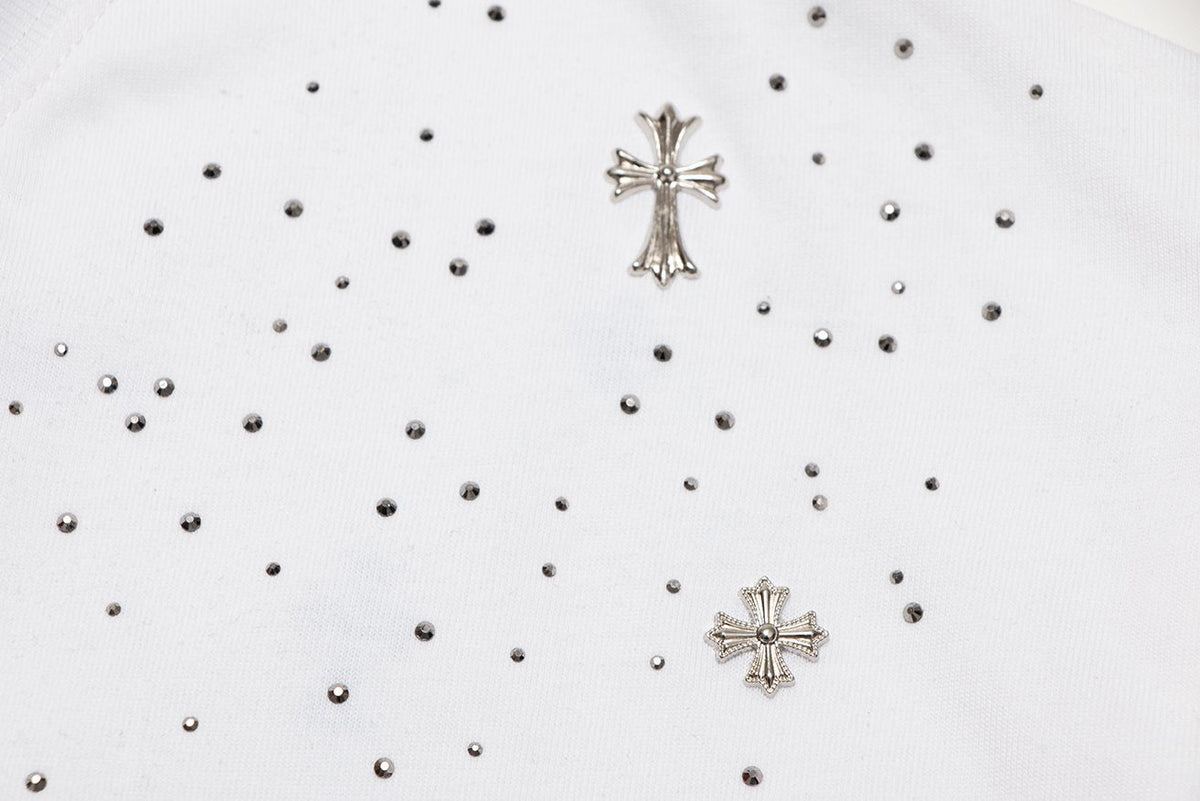 Chrome Hearts Rhinestone Cross Embellished T-Shirt