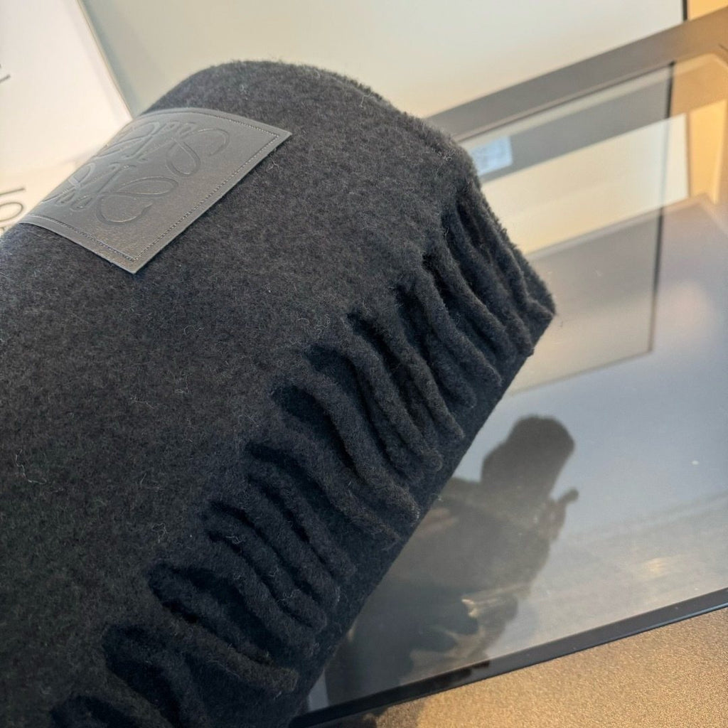 Loewe Black Fringed Scarf