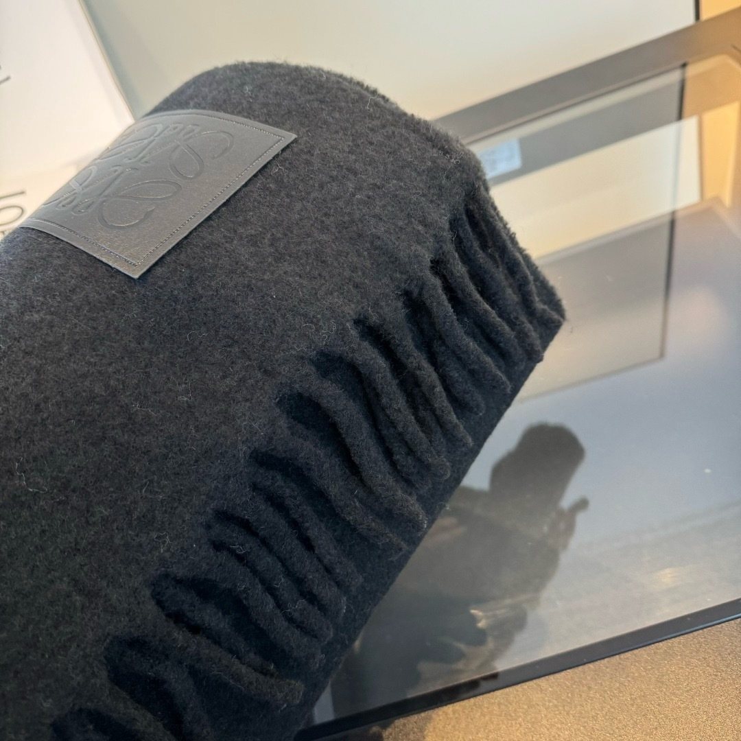 Loewe Black Fringed Scarf