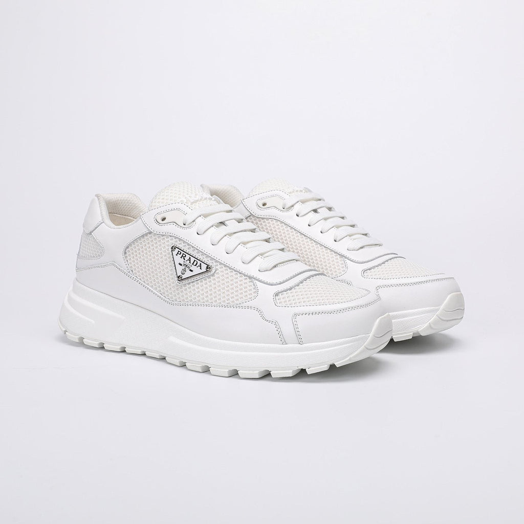 Prada White Leather Low-Top Sneakers