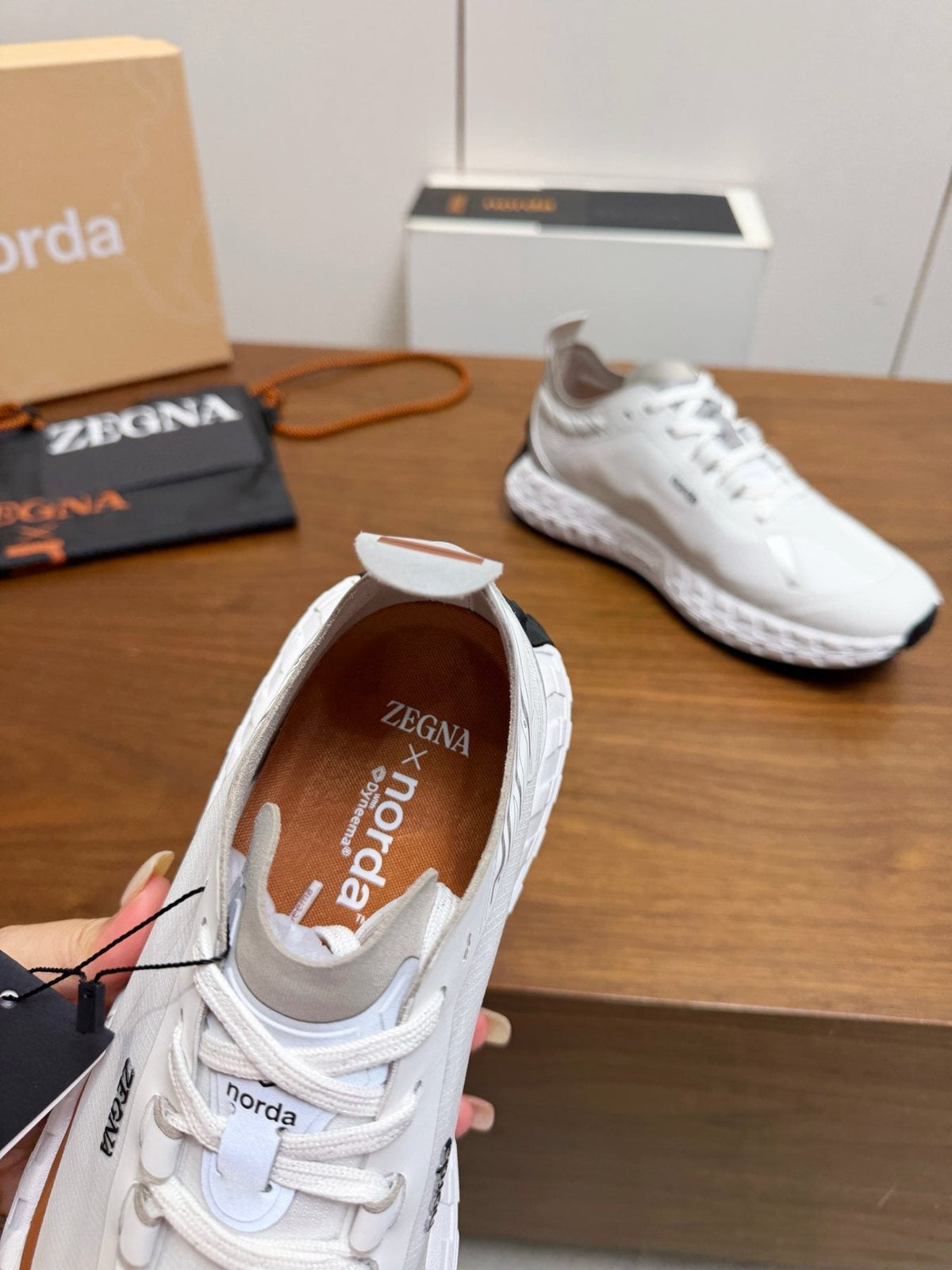 Zegna White Gray Brown Running Shoes