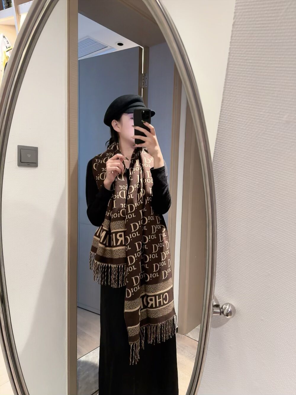 Dior Fringed Monogram Scarf