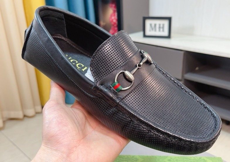 Gucci Men's Perforated Metal Hardware Loafers