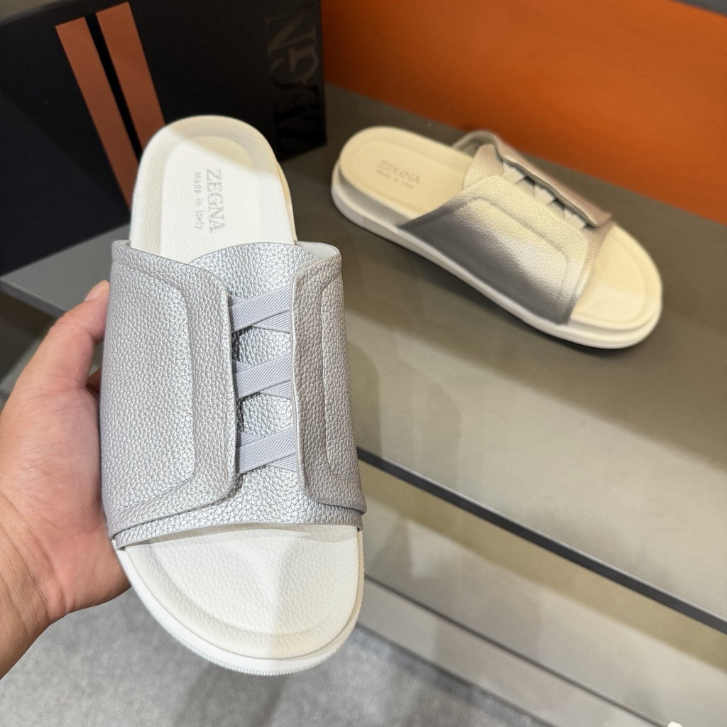 Zegna Men's Textured Strap Slide Sandals